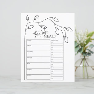 Papier Arch Script minimal Texte Planificateur de repas h
