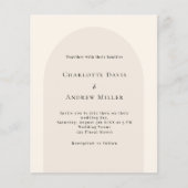 Papier Arche beige élégant budget faire-part de mariage (Devant)