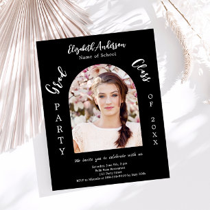 Papier Arche blanche noire photo Graduation Party invitat