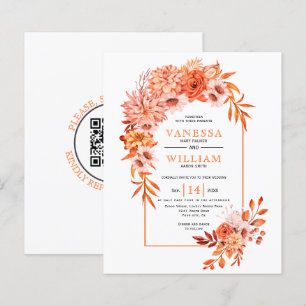 Papier Arche BUDGET et fleurs Code QR mariage de automne