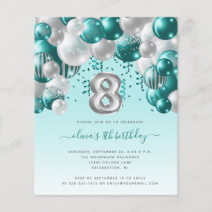 Papier Arche de ballons de budget sarcelle argent 8e anni