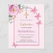 Papier Arche de papillons rose Confirmation d'invitation (Devant)