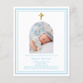 Papier Arche de photo bébé bleu garçon Invitation de bapt (Devant)