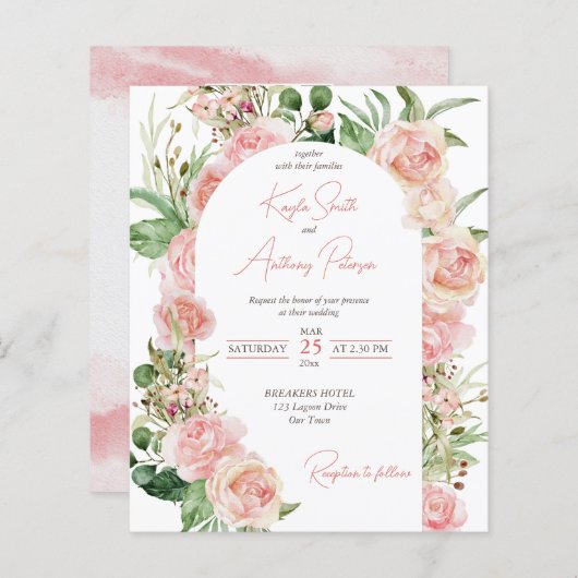 Papier Arche rose rose rose rose budget inviter (Devant / Derrière)