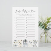 Papier Arctic Animals Baby shower ABC's Race Game (Debout devant)