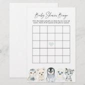 Papier Arctic Animaux Baby shower Jeu de Bingo (Devant / Derrière)