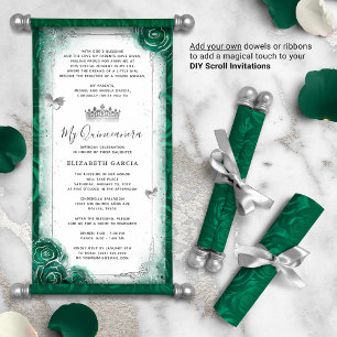 Papier Argent et coing vert do-it-yourself Scroll Invitat