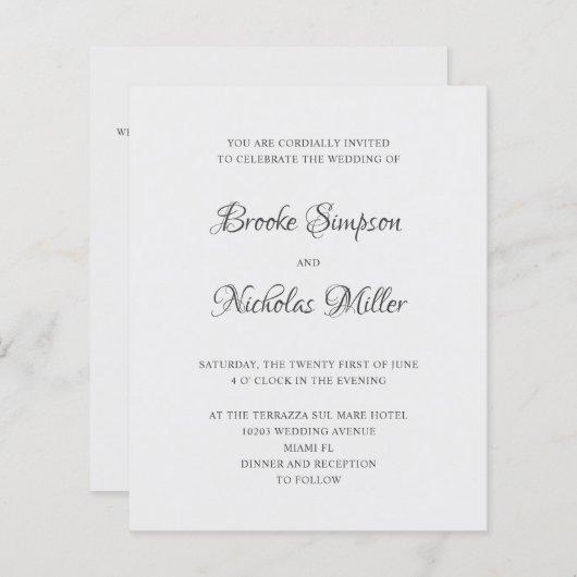 Papier ARGENT | FAIBLE COÛT Simple Élégant Mariage minima (Devant / Derrière)