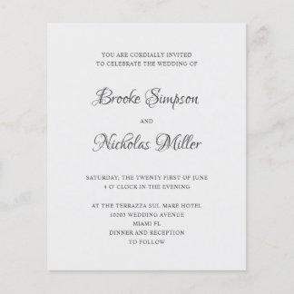 Papier ARGENT | FAIBLE COÛT Simple Élégant Mariage minima