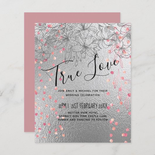 Papier Argent Rosegold MARIAGE Parties scintillant métall (Devant / Derrière)