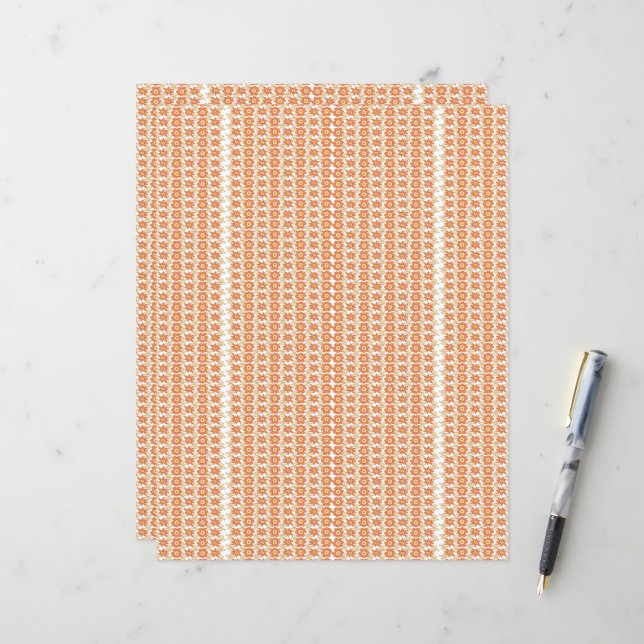 Papier arrière - plan rayé orange et blanc avec petit (Devant/Arrière en situation)