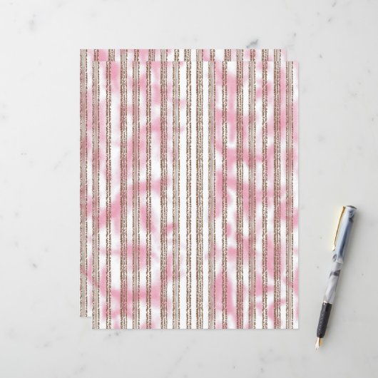 Papier arrière - plan rayé rose et blanc (Devant/Arrière en situation)