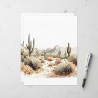 Papier Art aquarelle minimaliste du désert avec cactus Sa