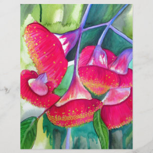 Papier Art de l'aquarelle australienne à fleurs rouges