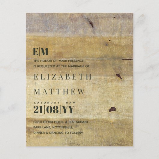 Papier Art moderne Typographie rustique Mariage Invite (Devant)