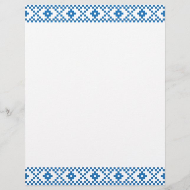 Papier Art populaire ethnique letton bleu et blanc (Devant)