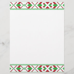 Papier Art populaire ethnique letton vert et rouge tribal