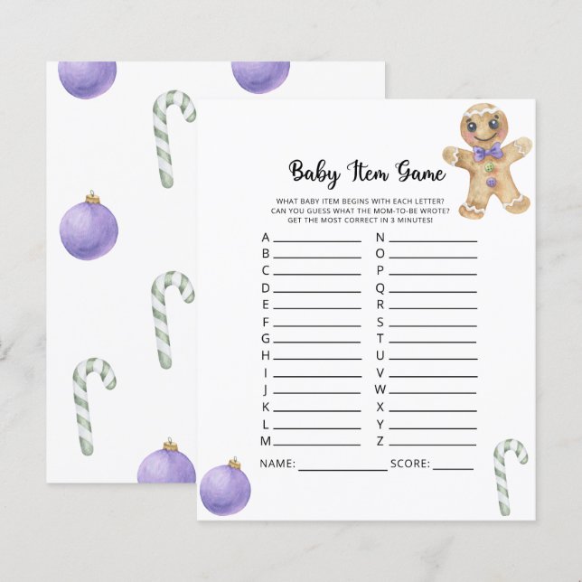 Papier Article de bébé pour jeu de cookies d'hiver (Devant / Derrière)