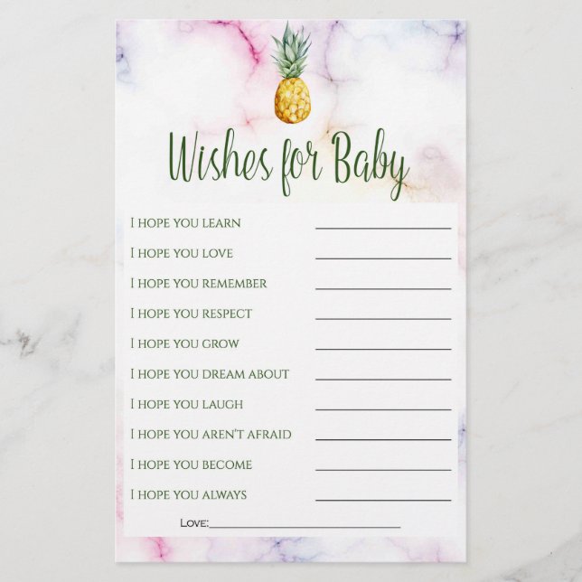 Papier Aspirations d'été ananas pour Baby shower bébé jeu (Devant)