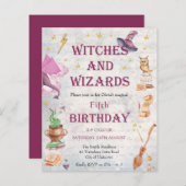 Papier Assistant Sorcière Invitation d'anniversaire magiq (Devant / Derrière)