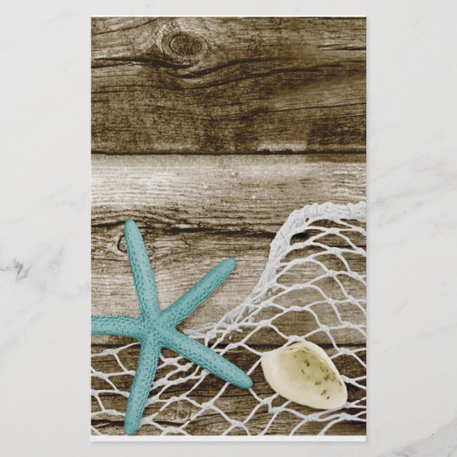 PAPIER ATB TURQUOISE STARFISH SHELLS NET BROWN BOARDWALK  (Devant)