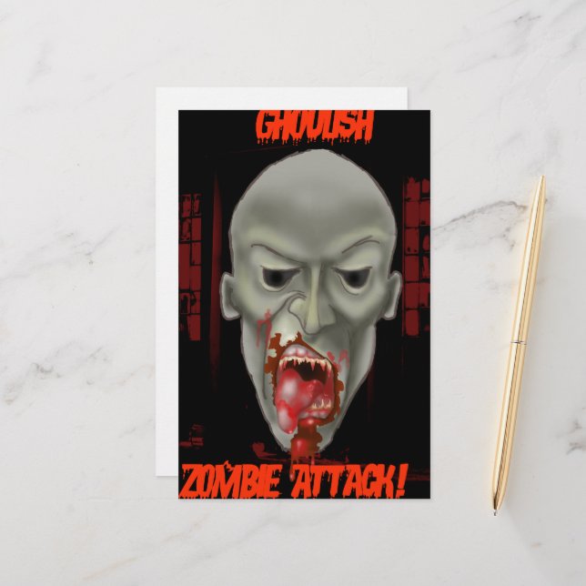 Papier Attaque de Ghoulish Zombie (Devant/Arrière en situation)