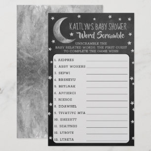 Papier Au-Dessus De La Lune Baby shower Jeu Word Scramb