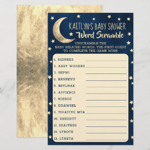 Papier Au-Dessus De La Lune Baby shower Jeu Word Scramb