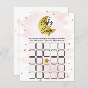 Papier Au-Dessus De La Lune Bingo Baby shower Filles