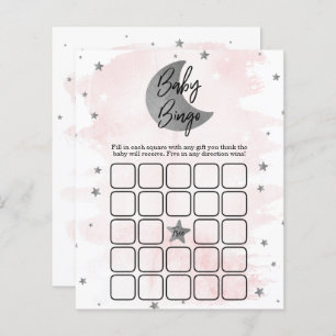 Papier Au-Dessus De La Lune Bingo Baby shower Filles