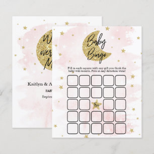 Papier Au-Dessus De La Lune   Bingo Baby shower Filles