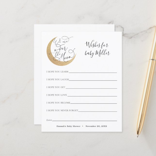Papier Au-dessus de la lune les souhaits pour le bébé (Devant/Arrière en situation)