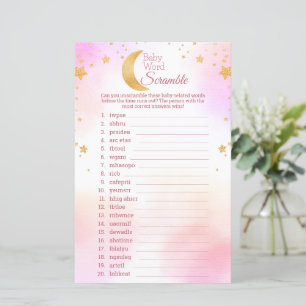 Papier Au-dessus de la lune Word Scramble Baby shower Jeu