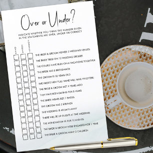 Papier Au-dessus ou en dessous de la Fête des mariées Jeu