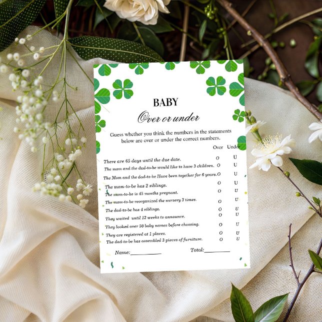 Papier Au-dessus ou sous le baby shower jeu st patrick jo (Créateur téléchargé)
