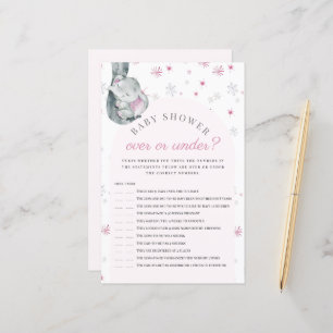 Papier Au-Dessus Ou Sous Le Jeu Baby shower Rose Éléphant