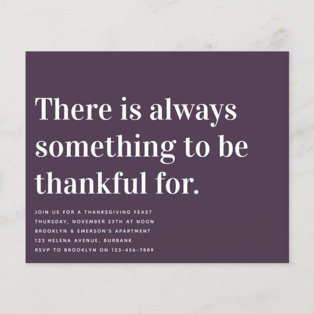 Papier Audacieux Thanksgiving Dîner Invitation (Devant)