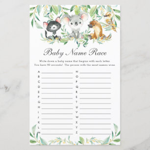 Papier Australian Animals Baby Name Race Baby shower Jeu