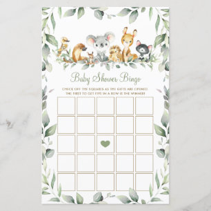 Papier Australian Animals Green Baby shower Bingo Jeu