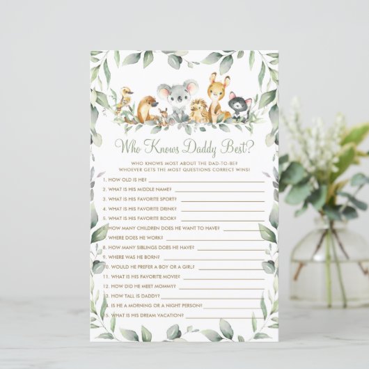 Papier Australian Animals Green Qui Connaît Papa Meilleur (Debout devant)