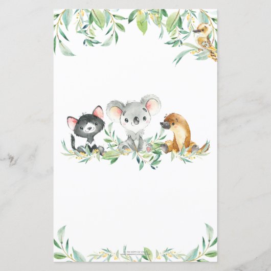 Papier Australian Animals Shower devine le bon prix (Dos)