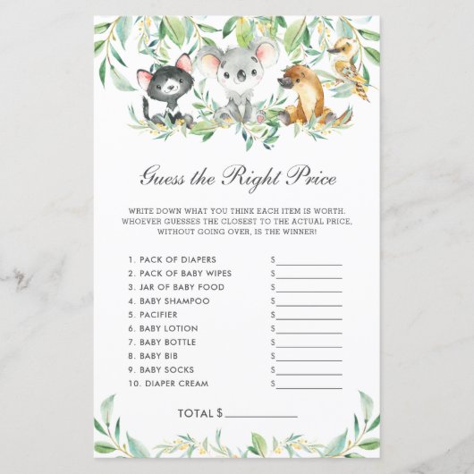 Papier Australian Animals Shower devine le bon prix (Devant)