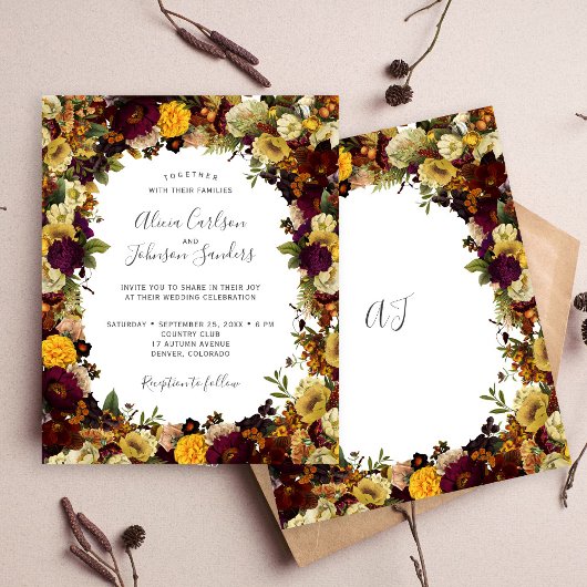 Papier Automne automne budget floral faire-part de mariag