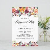 Papier Automne Blooms Garland Engagement Party Invitation (Debout devant)