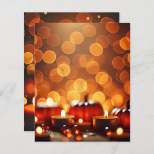 Papier Automne Bougie Lit Citrouilles Bokeh Scrapbook Pap