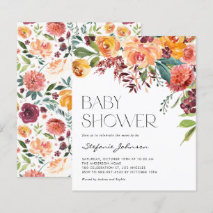 Papier Automne Bouquet floral Automne Baby shower Invitat