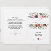 Papier Automne Bourgogne Ivory Floral Frame Wedding Progr (Devant / Derrière)