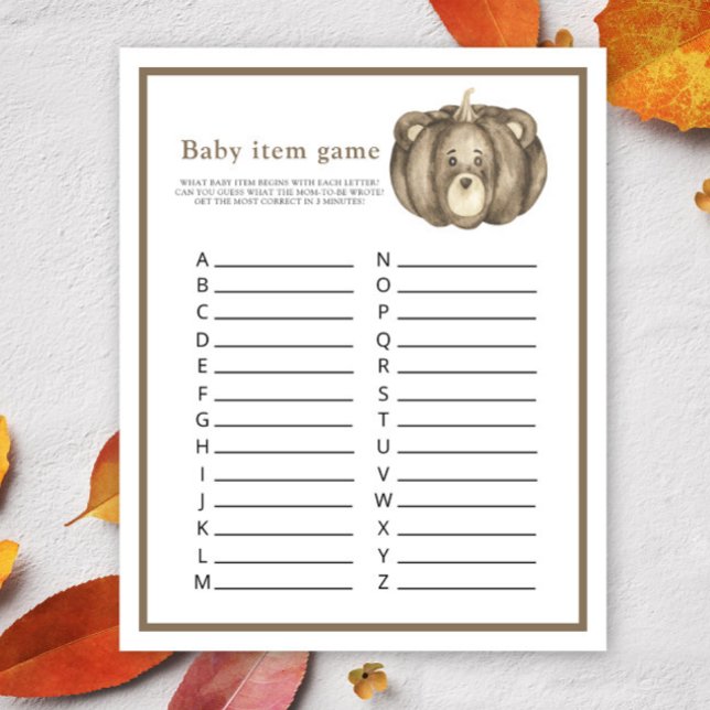 Papier Automne citrouille ours - Jeu d'objets pour bébé (Créateur téléchargé)