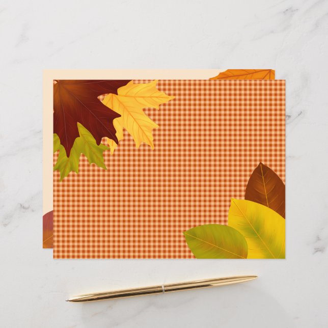 Papier Automne En vichy Thanksgiving Scrapbook Paper (Devant/Arrière en situation)