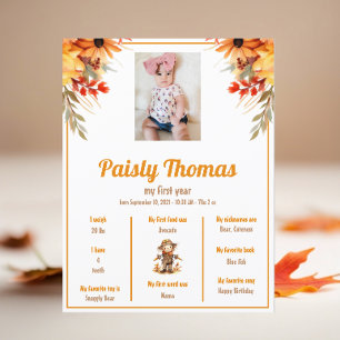 Papier Automne Ferme de tournesol 1er anniversaire Poster